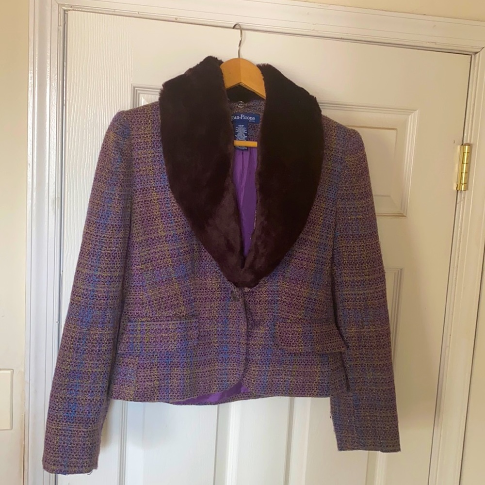 Evan Picone Blazer, 10P, purple tweed